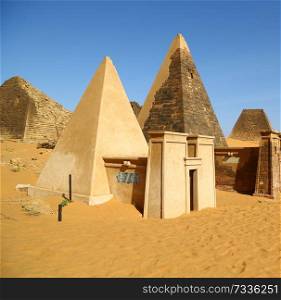 in africa sudan meroe the antique pyramids of the black pharaohs in the middle of the desert 