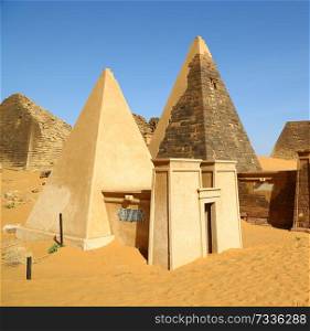 in africa sudan meroe the antique pyramids of the black pharaohs in the middle of the desert 