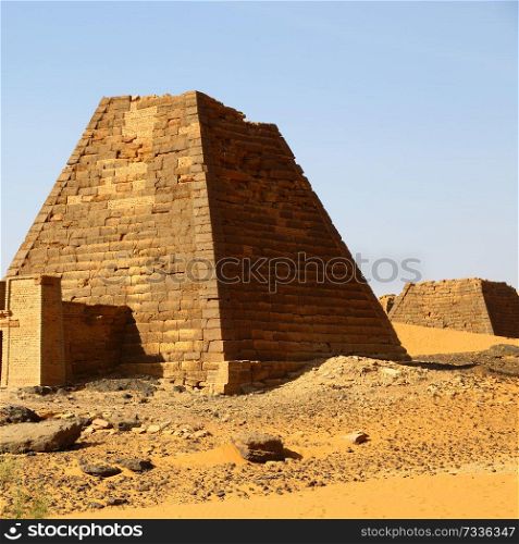 in africa sudan meroe the antique pyramids of the black pharaohs in the middle of the desert

