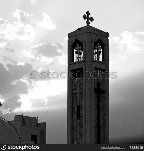 in amman jordan the chatolic church in the light of cloudy sunset