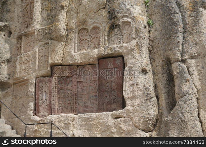 in armenia geghard the old monastery in the mountain medieval architecture and landscape
