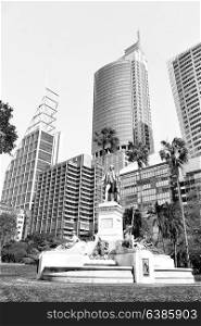 in austalia the antique state in the park near the skyscrapers