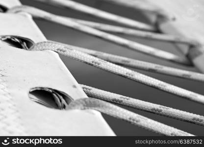 in australia abstract texture of the plastic blanket and rope of a catamaran