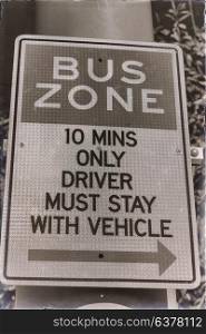 in australia an old sygnal of bus zone and instruction concept of safety