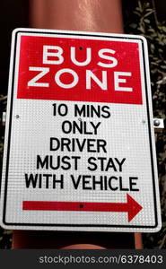 in australia an old sygnal of bus zone and instruction concept of safety