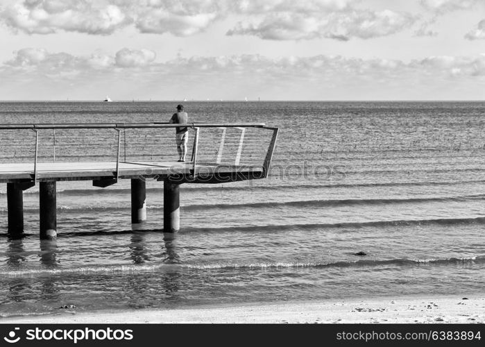 in australia pier for the boat and tourist in the ocean