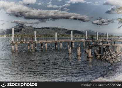 in australia pier for the boat and tourist in the ocean