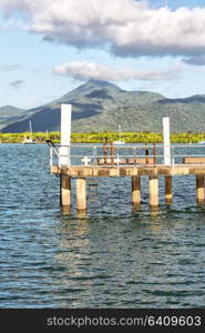 in australia pier for the boat and tourist in the ocean