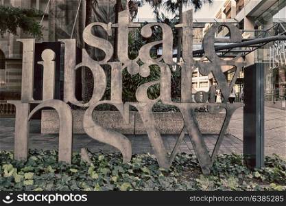 in australia sidney the antique sign of state library in the pederastian zone