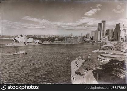 in  australia  sydney opera house the bay  and the skyline of the city
