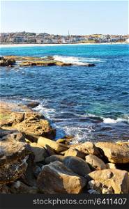 in australia sydney the bay the rock and the ocean near bondi beach