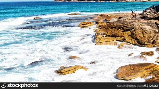 in australia sydney the bay the rock and the ocean near bondi beach