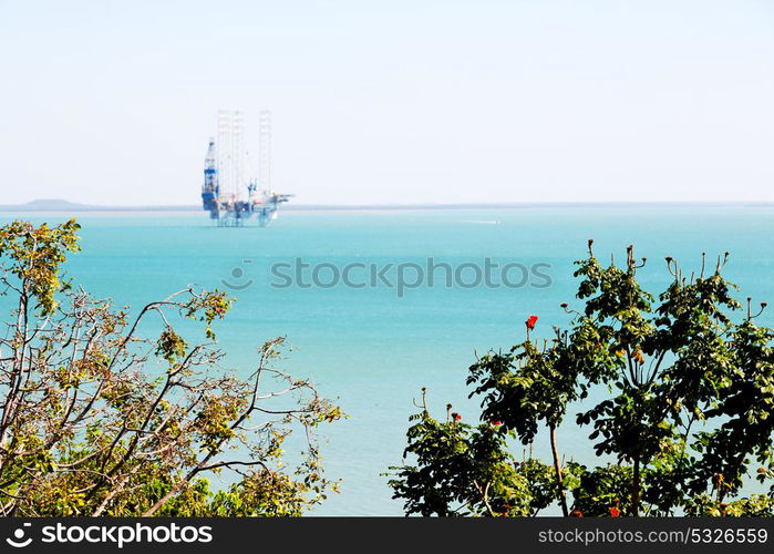 in australia the concept of industrial with an off shore platform in the clear ocean