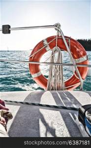 in australia the concept of safety in the ocean with lifebuoy in the boat