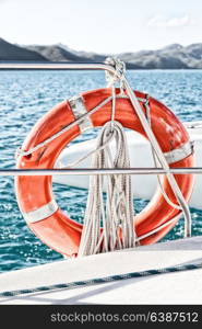 in australia the concept of safety in the ocean with lifebuoy in the boat