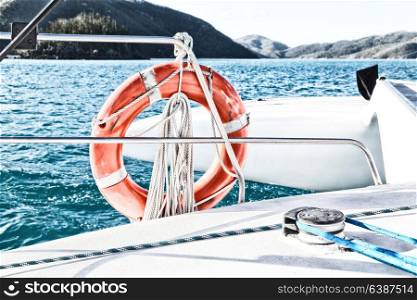 in australia the concept of safety in the ocean with lifebuoy in the boat