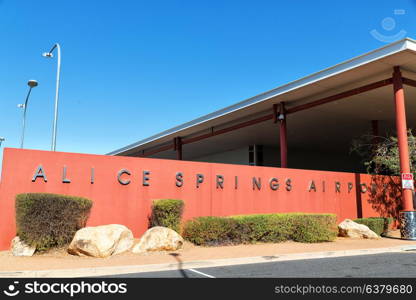 in australia the entrance of the alice spring airport and sky