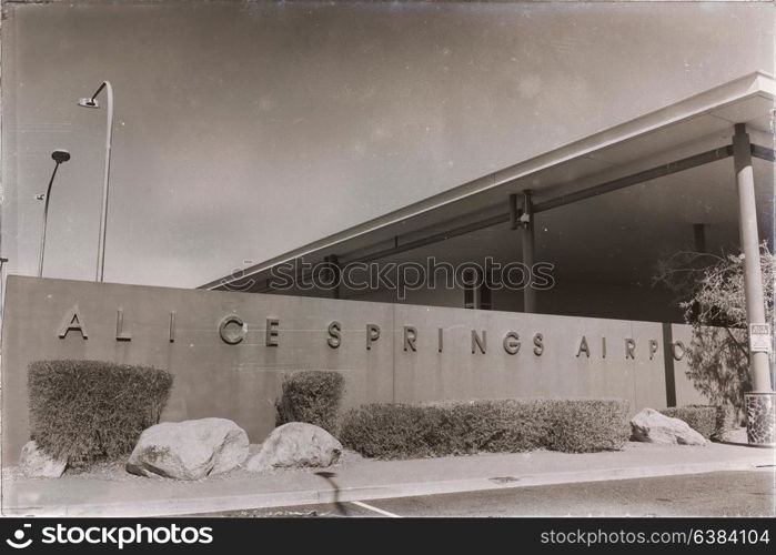 in australia the entrance of the alice spring airport and sky