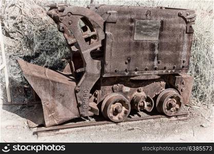 in australia the old and rusted mining cart and broken railway