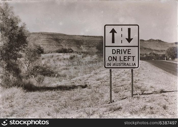 in australia the sign of drive on left like concept of safety