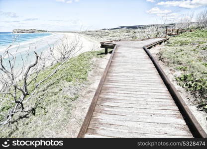 in australia the walkway to the beach of Hervey Bay Fraser Island like paradise concept and relax