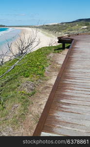 in australia the walkway to the beach of Hervey Bay Fraser Island like paradise concept and relax