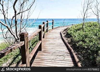 in australia the walkway to the beach of Hervey Bay Fraser Island like paradise concept and relax