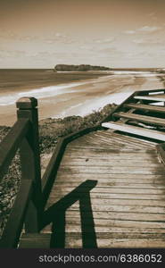 in australia the walkway to the beach of Hervey Bay Fraser Island like paradise concept and relax