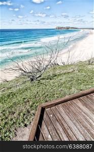 in australia the walkway to the beach of Hervey Bay Fraser Island like paradise concept and relax