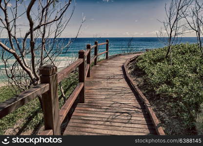 in australia the walkway to the beach of Hervey Bay Fraser Island like paradise concept and relax