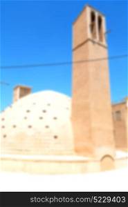 in blur iran yazd the old wind tower construction used to frozen water and ice
