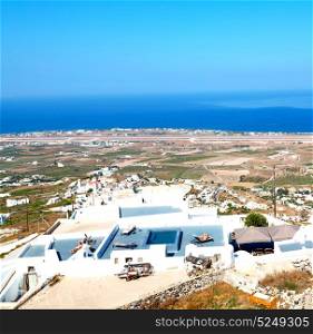 in cyclades greece santorini europe the sky sea and village from hill