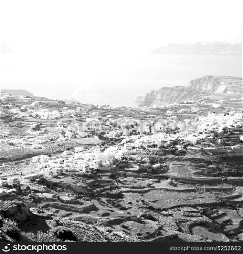 in cyclades greece santorini europe the sky sea and village from hill