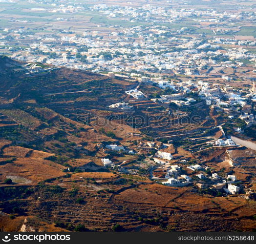 in cyclades greece santorini europe the sky sea and village from hill