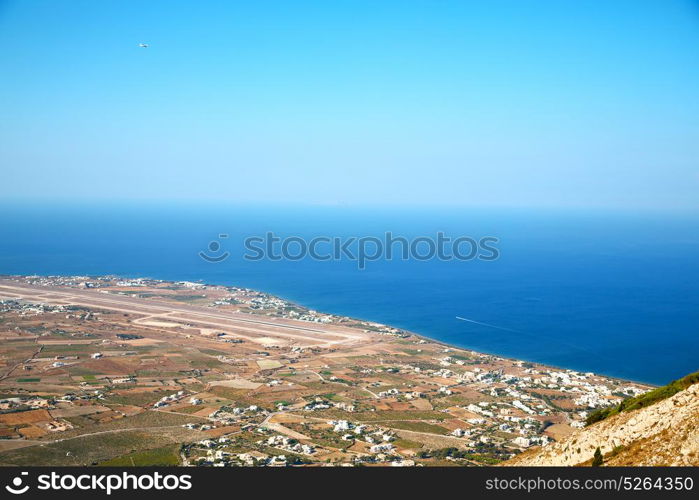 in cyclades greece santorini europe the sky sea and village from hill