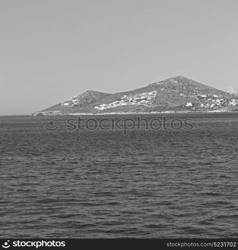 in cyclades island harbor and boat santorini naksos europe house construction old history