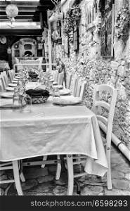in cyprus the table of the elegant  restaurant and empty ready for the party