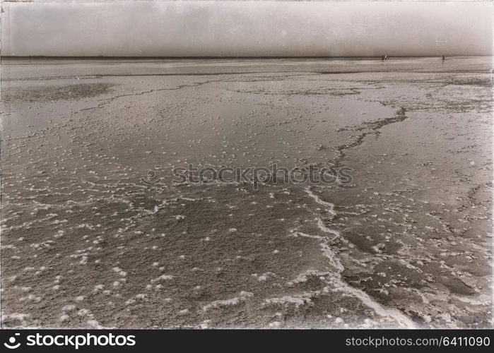 in danakil ethiopia africa in the salt lake the sunset reflex and landscape