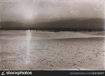 in danakil ethiopia africa in the salt lake the sunset reflex and landscape