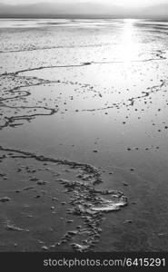 in danakil ethiopia africa in the salt lake the sunset reflex and landscape