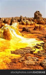 in danakil ethiopia africa the volcanic depression of dallol lake and acid sulfer like in mars