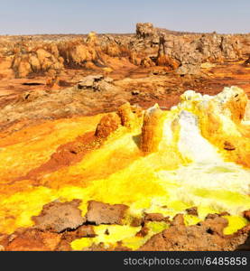 in danakil ethiopia africa the volcanic depression of dallol lake and acid sulfer like in mars. in danakil ethiopia africa the volcanic depression