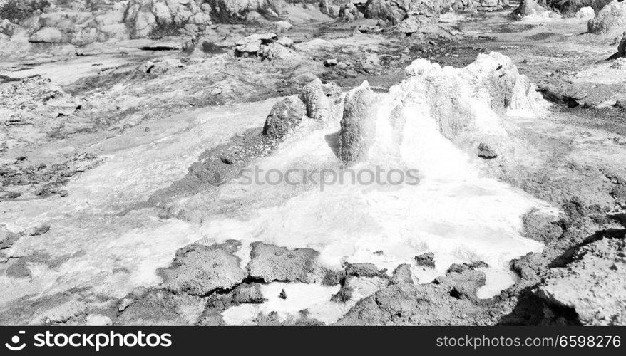 in  danakil ethiopia africa  the volcanic depression  of dallol lake and acid sulfer like in mars