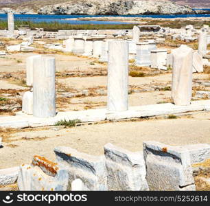 in delos greece the historycal acropolis and old ruin site