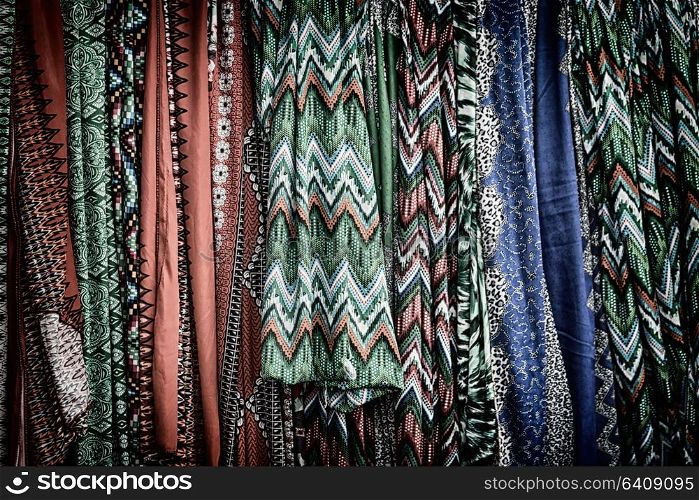 in ethiopia africa the colorful background of the cotton skirt in the market