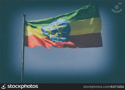 in ethiopia africa the colorful flag waving in the sky