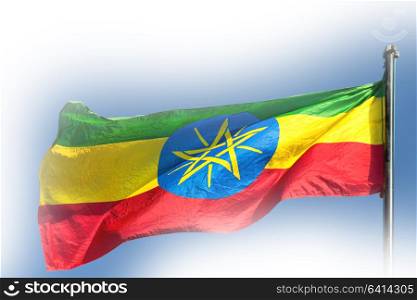 in ethiopia africa the colorful flag waving in the sky