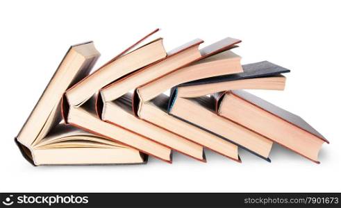 In Front six of nested books isolated on white background
