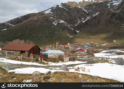 in georgia mestia the old village protect by unnesco and the antique tower for the war
