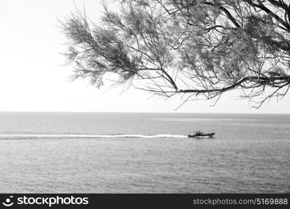 in greece near the coastline boat and yacht and sunrise light